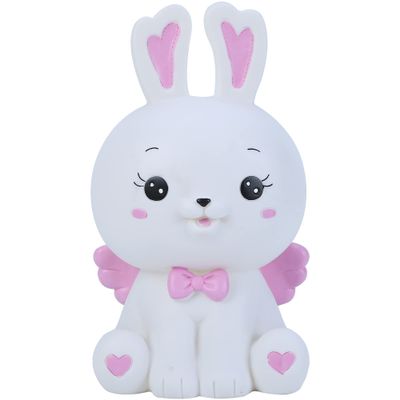 H&W Lovely Bunny Coin Money Bank, Shatterproof Easter Rabbit Piggy Bank, Creative Money Bank, Can Store 800 Coins, Best Bitrthday Gift (White)