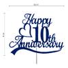 10th Anniversary Cake Topper Blue Glitter, 10 Wedding Anniversary Party Decoration Ideas, Premium Quality, Sturdy Doubled Sided Glitter, Acrylic Stick. Made in USA (10th Blue) view 2