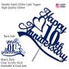 10th Anniversary Cake Topper Blue Glitter, 10 Wedding Anniversary Party Decoration Ideas, Premium Quality, Sturdy Doubled Sided Glitter, Acrylic Stick. Made in USA (10th Blue) view 3
