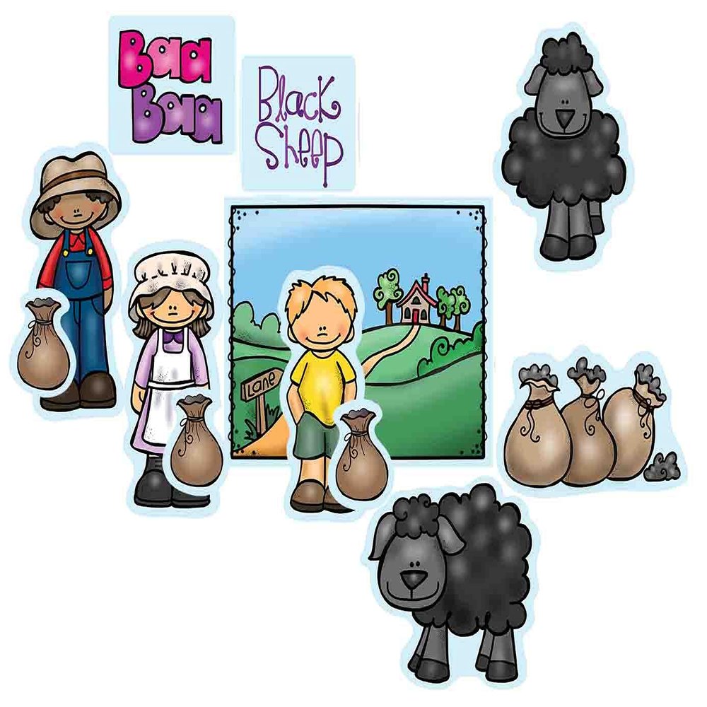 Baa Baa Black Sheep Felt Set Flannel Board Story 15 precut Pieces Activity Pages