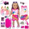 XFEYUE 23 Pcs American 18 inch Doll Clothes and Accessories - Suitcase Luggage , Pillow, Sunglasses, Camera, Passport, Mobile Phone , Computer Doll Travel Gear Play Set (No Dolls) view 1