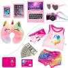 XFEYUE 23 Pcs American 18 inch Doll Clothes and Accessories - Suitcase Luggage , Pillow, Sunglasses, Camera, Passport, Mobile Phone , Computer Doll Travel Gear Play Set (No Dolls) view 3
