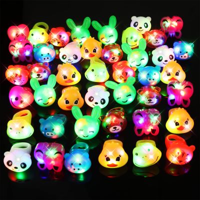 Skylety 80 Pack Light up Rings for Kids Bulk Glow in the Dark Jewelry LED Flashing Bumpy Rings Finger Rave Trinkets for Birthday Party Favors(Cute Style)