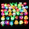 Skylety 80 Pack Light up Rings for Kids Bulk Glow in the Dark Jewelry LED Flashing Bumpy Rings Finger Rave Trinkets for Birthday Party Favors(Cute Style) view 1