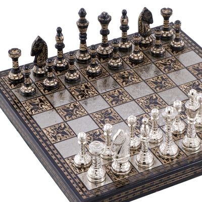 Luxury & Decorative Premium Board Chess Game Set | 12 x 12 Inches | Black & Silver | Collectible & Handmade Chess Set for Professionals & Adult for Tournament/for Gifting by INDUS LIVING