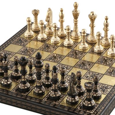 Luxury & Decorative Premium Chess Board Game Set | 12 x 12 Inches | Black & Gold | Collectible & Handmade Chess Set for Professionals & Adult for Tournament/for Gifting by INDUS LIVING