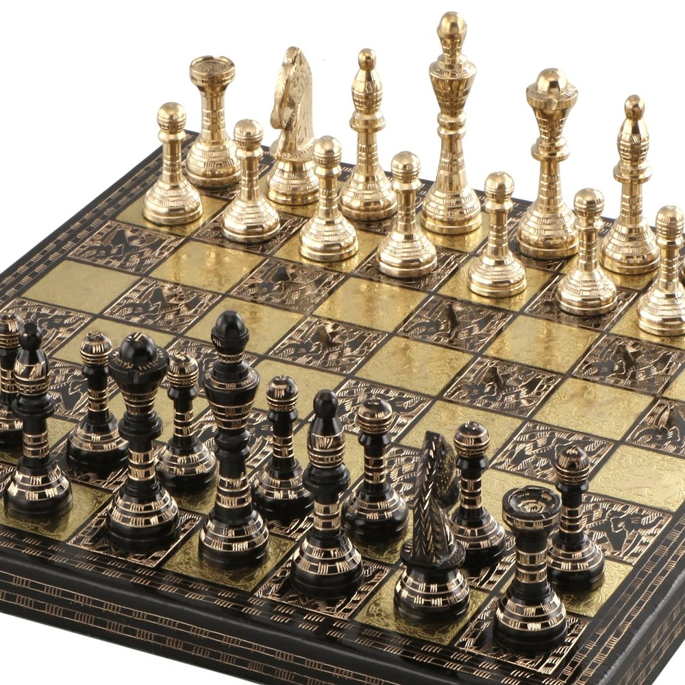 Luxury & Decorative Premium Chess Board Game Set | 12 x 12 Inches | Black & Gold | Collectible & Handmade Chess Set for Professionals & Adult for Tournament/for Gifting by INDUS LIVING