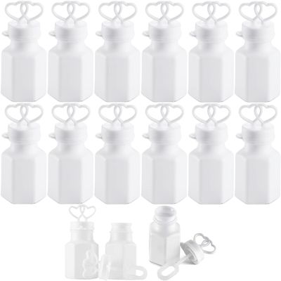 The Dreidel Company Valentine's Double Hearts Wedding Bubbles in A Mini White Bottle, Includes Bubble Wand, Hexagon Bubble Bottles Party Favors, 0.6 Oz Mini Bottle (Pack of 24)