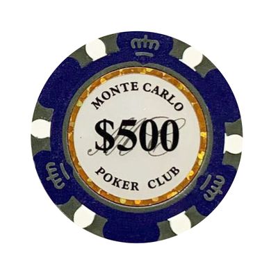 Monte Carlo Smooth 14 Gram Poker Chips - 100 Poker Chips (Purple $500)