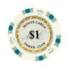 The Poker Store Monte Carlo Smooth 14 Gram Poker Chips - 100 Poker Chips (White Blue $1) view 1