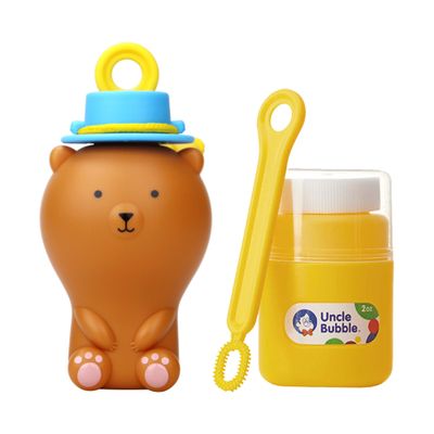 UNCLE BUBBLE Fun Anti-Spill Pals - More Play, Less Mess | Spill-Resistant | Incl. Lovely Brown Bear, Bubble Solution & Bubble Wands