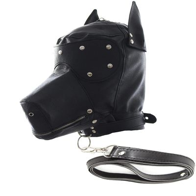 OnundOn Animal Head Petplay Mask with Pull Chain Dog Mask Halloween Costume Party Hood Carnival Masks Puppy Mask for Costume Games Cosplay and Masquerade