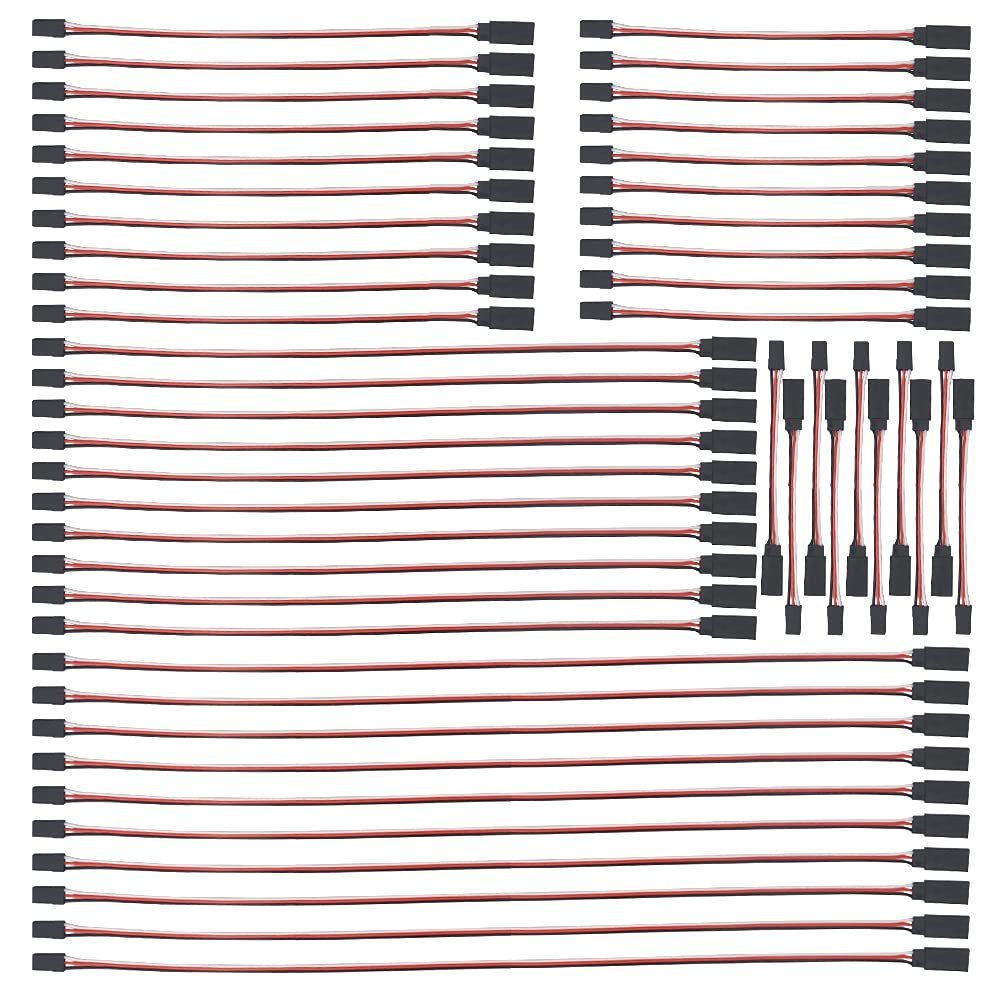 WMYCONGCONG 50 PCS Servo Extension Lead Wire Cable Male to Female 3 Pin for Futaba JR Servo Extension Connection 5 Sizes