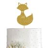 Gold Glitter Fox Cake Topper, Girl Boy Woodland Animal Baby Shower Decoration view 1