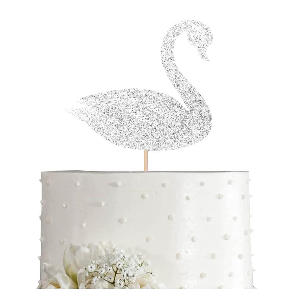 Swan Cake Topper, Glitter Swan Birthday Baby Shower Cake Topper, Party Decoration
