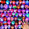 Nucifer 50 Pcs Halloween Treats Light Up Rings Toys Bulk 3D LED Flashing Glow In The Dark Rings Party Supplies Prizes Non Candy Treats Halloween Party Favors Gifts Toys Kids Adults Goodie Bag Stuffers view 1