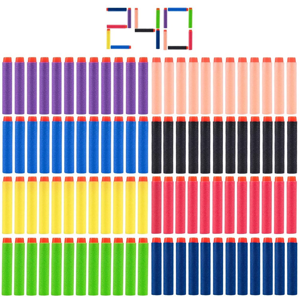 KISEER 240 Pcs Colorful Refill Darts Bullets Ammo Pack for Nerf N-Strike Elite Series Blasters