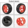 Rchobbytop 1/10 Buggy Tires & Wheels Set - Front & Rear Different Sizes 12mm Hex Red 5-Spoke Rims, Compatible with Traxxas Bandit, Redcat, Tamiya - Includes Lock Nuts, Washers & Wrench view 4