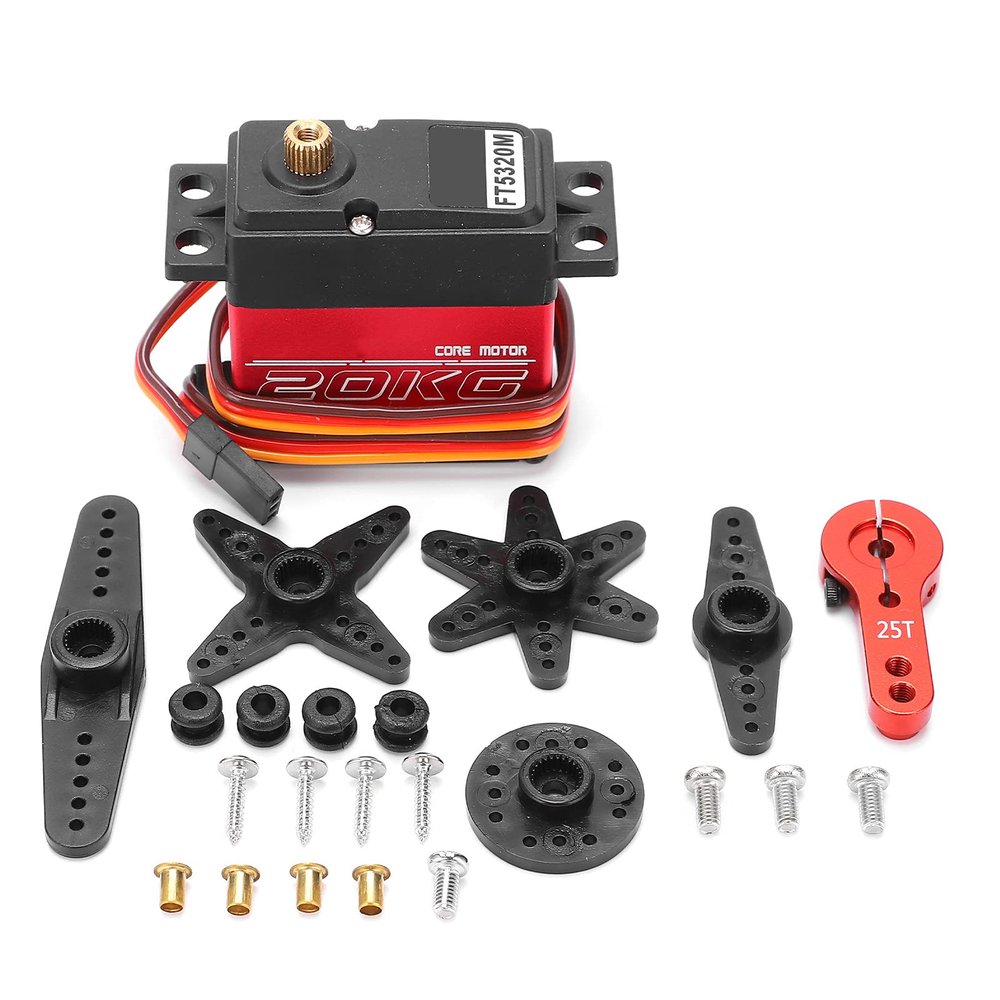 Alomejor RC Metal Gear FT5320M 20KG Metal Gear 16.5 20km/cm Torque 6 7.4V DC for 1/8 1/10 RC Accessory