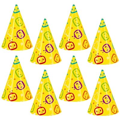 Cocomelon Mini Party Hats - (Pack of 8) - Vibrant & Adorable Design - Perfect for Kids Birthdays & Events