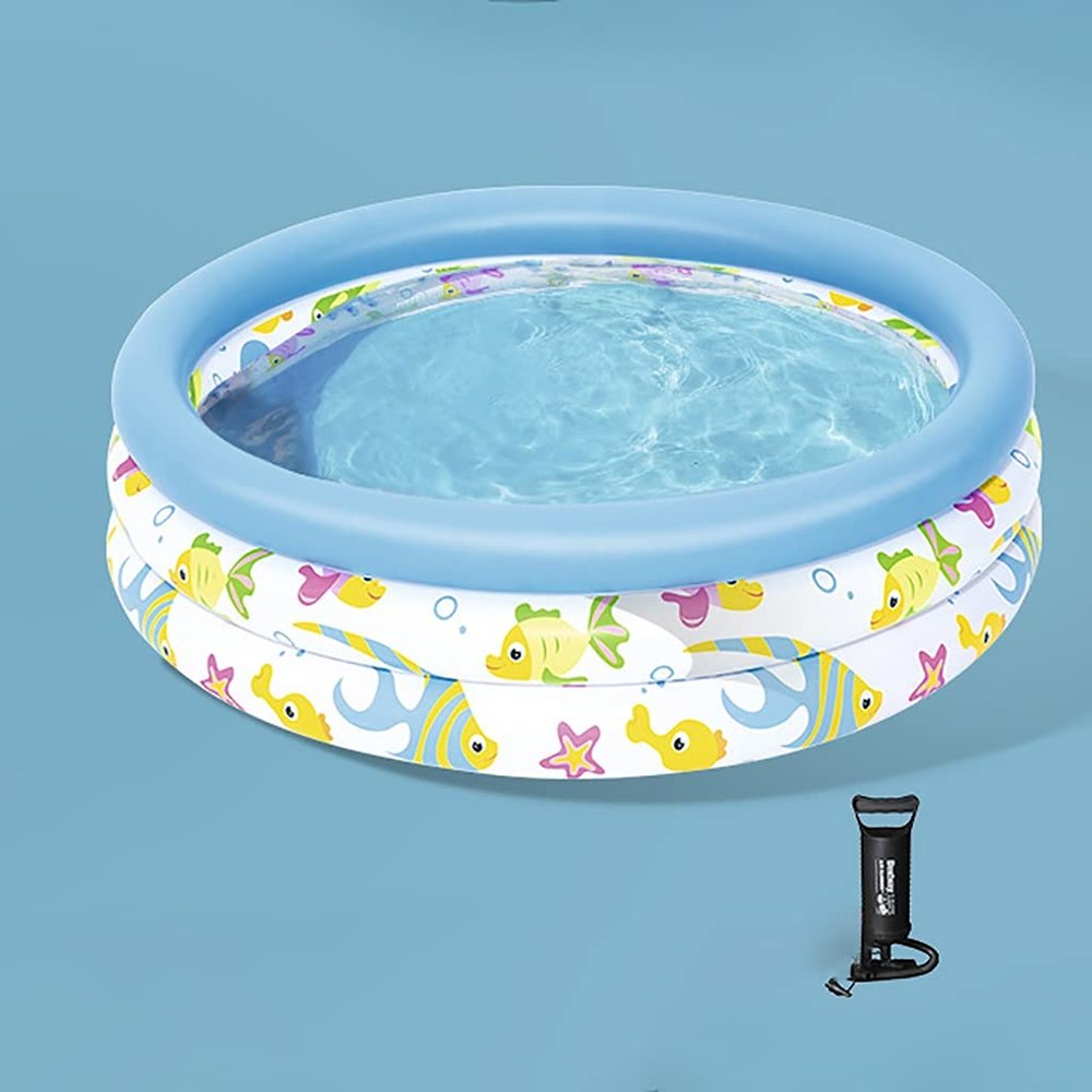 Kiddie Pools with Inflatable Pump,Inflatable Swimming Pool, Inflatable Lounge Pool for Kiddie, Kids, Toddlers for Ages 3+,Outdoor, Garden, Backyard, (Size : 100 * 25)