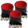 Cyber-Deals Black PU Leather Red Felt Lined Dice Cup with 15mm Ivory Tone Pip Dice Plus Storage Pouch Set (3 Sets) view 1