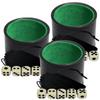 Cyber-Deals Black PU Leather Dice Cup Green Felt Lined with 15mm Ivory Tone Pip Dice Plus Storage Pouch Set (3 Sets) view 1