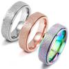 DURSI 3Pcs Spinner Ring for Women Girls Kids Fashion Stainless Steel Fidget Ring for Anxiety Sand Blast Finish Rose Gold Silver Rainbow Color 6MM (4) view 1