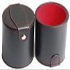 Cyber-Deals Black PU Leather Red Felt Lined Dice Cup with Storage Compartment + 15mm Ivory Tone Pip Dice (2 Sets) view 3