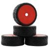 Rchobbytop 4pcs 1/8 RC Tires 17mm Hex Hard Disc Wheels and Tires with Lock Nuts for 1/8 Scale On Road Racing Buggy Kyosho Traxxas HPI HSP AE Losi TLR Tekno Serpent Xray Team C T8E T8TE etc, Red view 1
