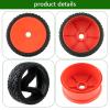 Rchobbytop 4pcs 1/8 RC Tires 17mm Hex Hard Disc Wheels and Tires with Lock Nuts for 1/8 Scale On Road Racing Buggy Kyosho Traxxas HPI HSP AE Losi TLR Tekno Serpent Xray Team C T8E T8TE etc, Red view 4