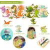 108Pcs Dinosaur Party Favors Dinosaur Stamps Slap Bracelets Keychains Rings Stickers Temporary Tattoos for Kids Birthday Party Supplies, Carnival Prizes, Prize Box Gift, Pinata Goodie Bag Fillers view 3