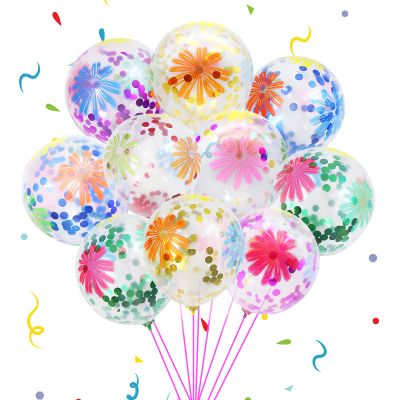 12 Inch Colorful Flower Balloons - Birthday Party Pack with Luau & Tropical Themed Decorations