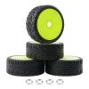 Rchobbytop 4pcs 1/8 RC Buggy Tires and Wheels, 17mm Hex Drive Hub Hard Dish Wheel and Foam Inserted Soft Rubber Tyres for On Road Racing Car, Fluorescent Green view 1