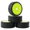 Rchobbytop 4pcs 1/8 RC Buggy Tires and Wheels, 17mm Hex Drive Hub Hard Dish Wheel and Foam Inserted Soft Rubber Tyres for On Road Racing Car, Fluorescent Green view 2