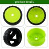 Rchobbytop 4pcs 1/8 RC Buggy Tires and Wheels, 17mm Hex Drive Hub Hard Dish Wheel and Foam Inserted Soft Rubber Tyres for On Road Racing Car, Fluorescent Green view 4