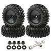 Rchobbytop 4pcs 1/10 Wheels and Tires with Lock Nuts Washers Wrench, 12mm Hex Hard Dish Wheel for Racing Off Road Buggy Truck Rock Crawler RC4WD Tamiya MST HSP CR12 view 2