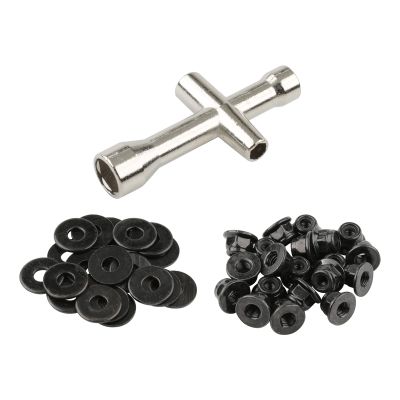 Rchobbytop 20 Pairs Hex 4mm Flange Nylon Insert Locknuts and M4 Flat Washers with Small Cross Socket Wrench for Traxxas Axial HPI TLR HSP Model 1/10 RC Car Vehicles Wheel Replacement Parts, Black