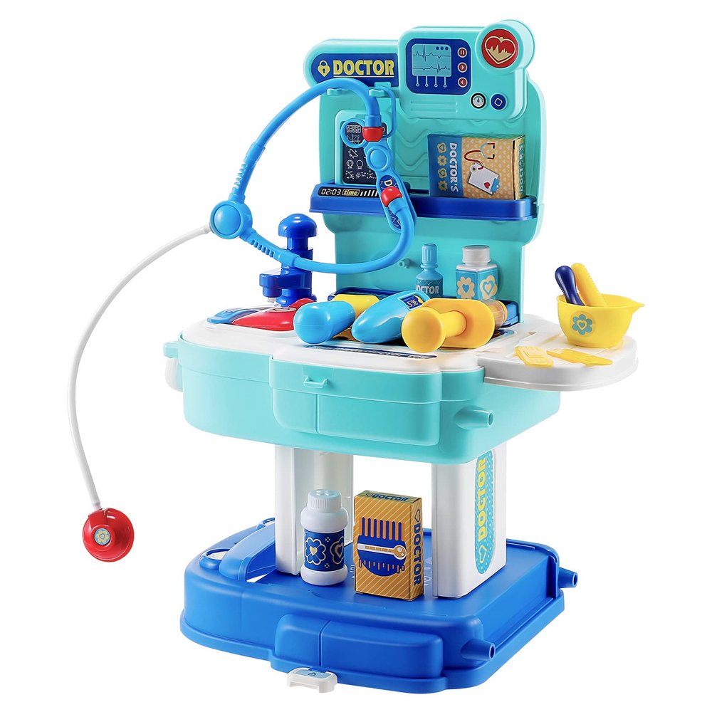 Toyvian Kit for Kids and Toddlers- 31Pcs Kids Doctor playset- 2 in 1 Pretend Play Doctor Kit Toys Scoolbag for Boys and Girls