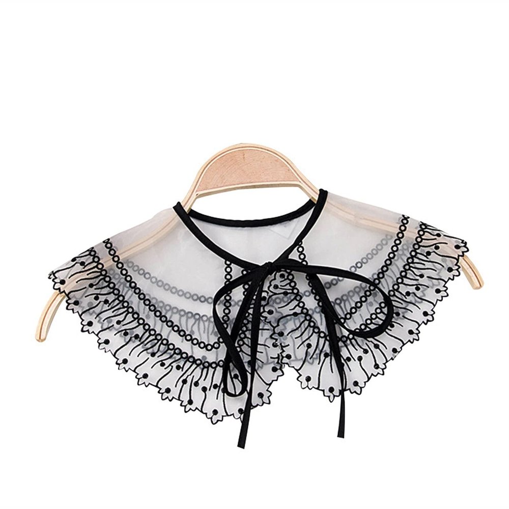 New Women Lace Fake Collar Blouse Cloud Shoulder Doll Collar Detachable Shirt Collar Blouse Top Women Clothes Accessories (Size : 11)