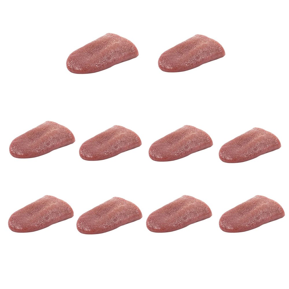 CiCy 10 Pack Halloween Fake Tongue Realistic Horrific Prop Tricks Artificial Stretchable Toys Gross Jokes Prank Magic Magicians Prop, Flesh Color, 2.17 x 1.6 0.47 inch