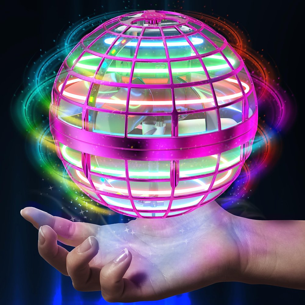 AMERFIST 2025 Flying Orb Ball Toy,Cosmic Globe Boomerang Hover Ball Galactic Fidget Spinner, Hand Drone Orbit, Cool Toys Gift for 6 7 8 9 10+ Year Old Boys Girls Teens Outdoor Toys(Pink)