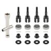 Rchobbytop 4 Sets 12mm Wheel Hex Drive Hub Adapter & Steel Stub Axle & M4 Lock Nut & Wrench, Replace Parts of 102042 (02134) 122042 02033 for 1/10 RC Truck HSP 94108 94111 94123 94124 94170, Black view 1