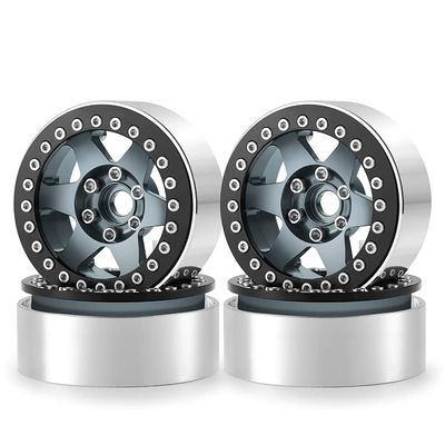 4Pcs 2.2" Beadlock Wheels Rims for 1/10 Axial Wraith 90048 RR10 TRX-4 RC Rock Crawler Car (Titanium Black)