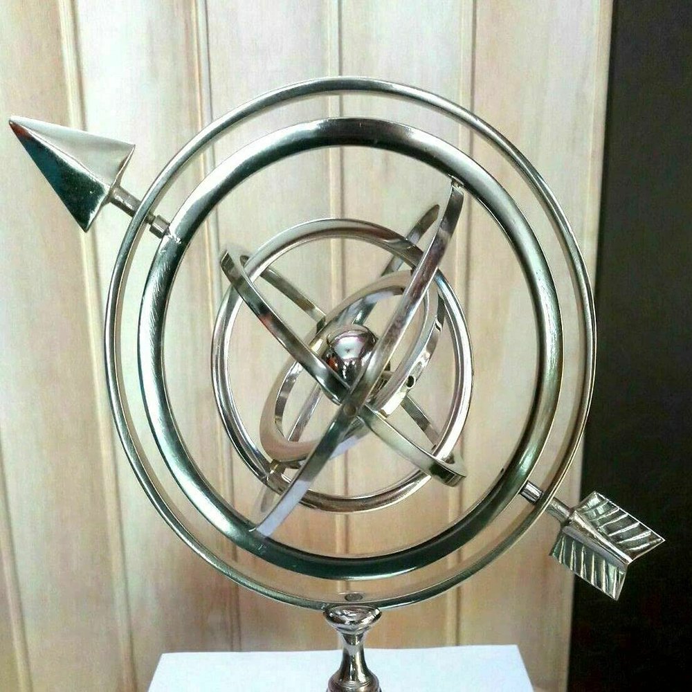 11" Solid Brass Nautical Armillary Tabletop Sphere Globes World Globe Desktop
