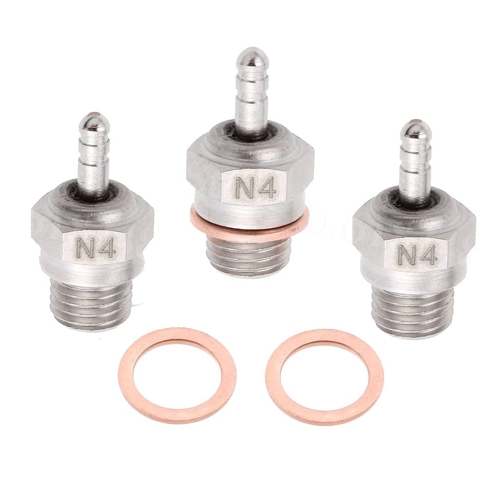 3 Packs 70117 RC Medium Hot Glow Plug No.4 N4 Spark Engine Parts for Traxxas Redcat HPI HSP 1/8 1/10 RC Car Truck Buggy