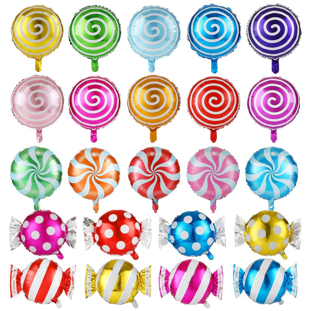 23PCS Sweet Candy Bar Balloons 18" Foil Mylar Lollipop Christmas Balloons for Holiday Baby Shower Birthday Party Supplies Decorations
