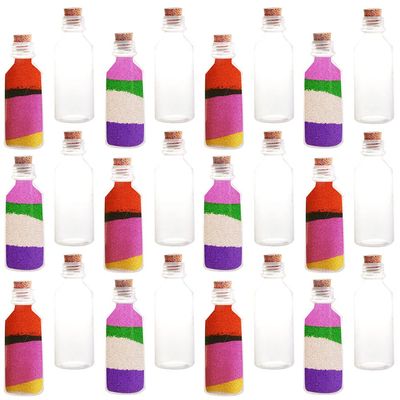ArtCreativity Plastic Sand Art Bottles with Corks - Pack of 24-2oz Clear Containers for Sand Art, Message in a Bottle, Wedding Invitations, Fun Arts and Crafts Supplies for Kids - Sand not Included