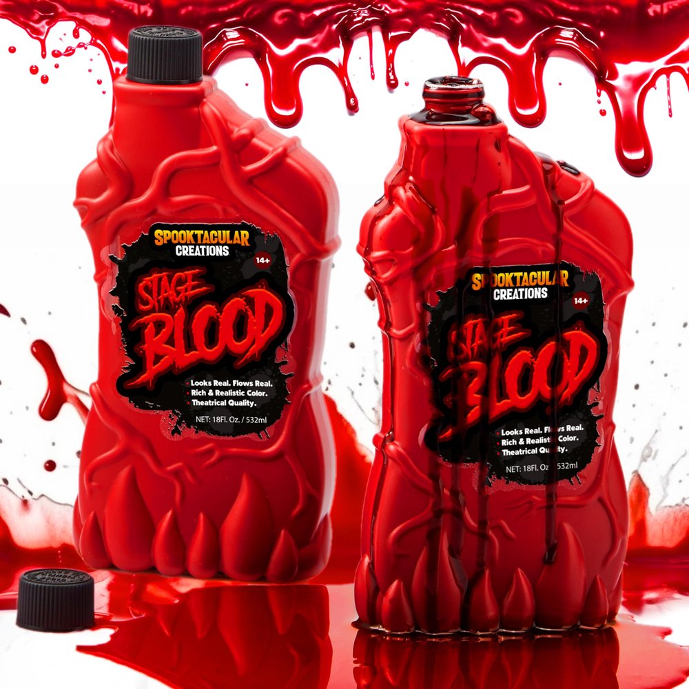 Spooktacular Creations Fake Blood, 2 Packs 18 oz Vampire Blood Gallon Stage Blood for Halloween Costumes, Zombie Makeup, Washable Fake Blood for Clothes Body Paint & Dress Up Halloween Prop Blood