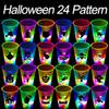 Ahuimeius 24 Pack Halloween Glow-in-The-Dark Cup Set with Horror Stickers for Party Decorations Event Fun, Glow Halloween Party Cups, House Parties Birthdays Concerts BBQ Beach Holidays view 3